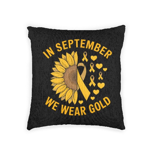 September We Wear Gold Childhood Cancer Awareness Woven Pillows