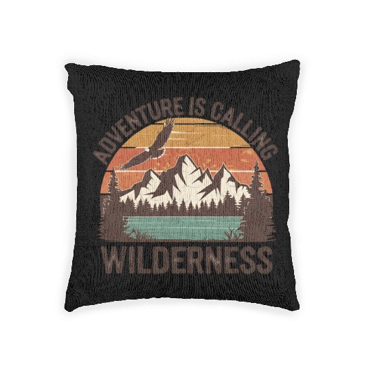 quotes Adventure Is Calling Wilderness Woven Pillows