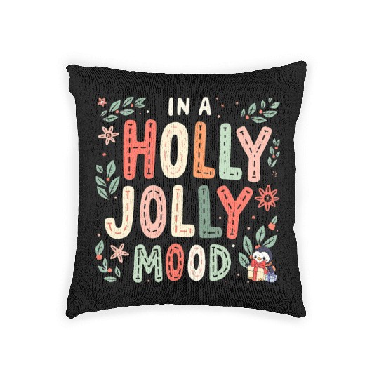 Holly Jolly Mood Woven Pillows