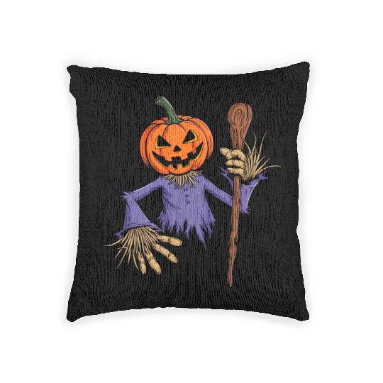 Spooky Halloween Scarecrow Woven Pillows