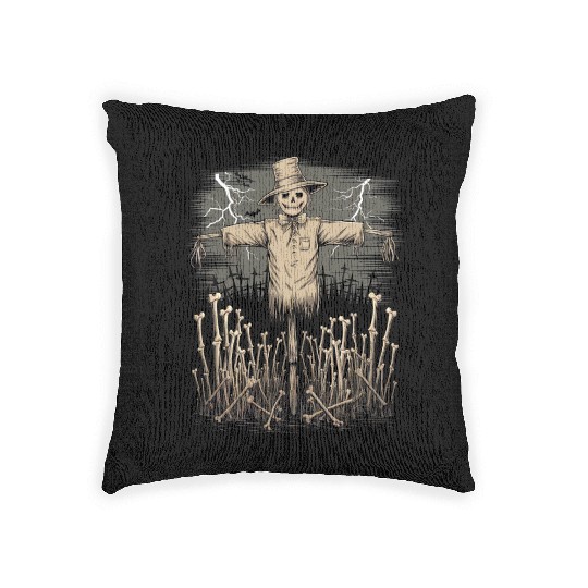 Spooky Halloween Scarecrow Woven Pillows