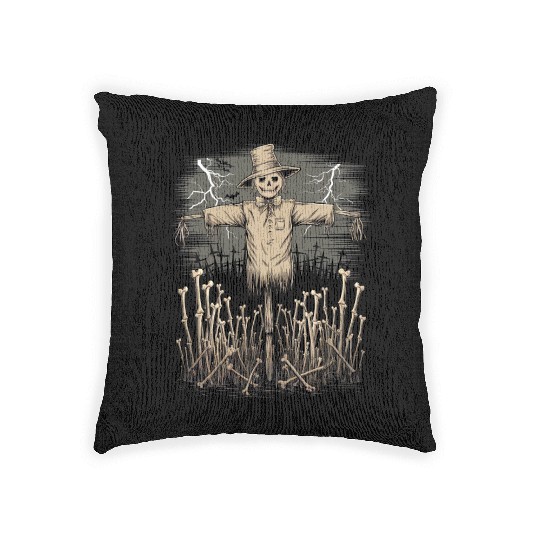 Spooky Halloween Scarecrow Woven Pillows