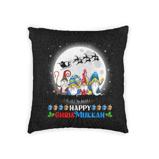 Happy Chrismukkah Gnomes Christmas Hanukkah Woven Pillows