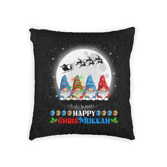 Happy Chrismukkah Gnomes Christmas Hanukkah Woven Pillows