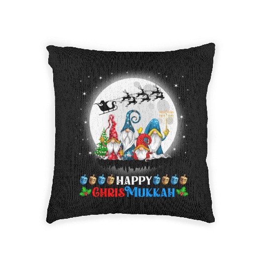 Happy Chrismukkah Gnomes Christmas Hanukkah Woven Pillows