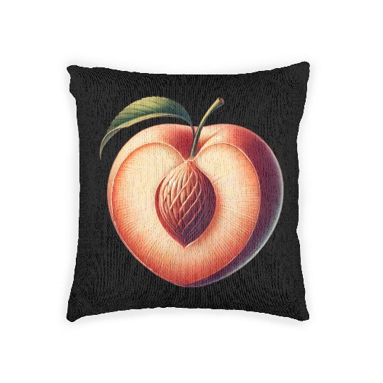 Peach in heart shape: beauty of fruit Woven Pillows