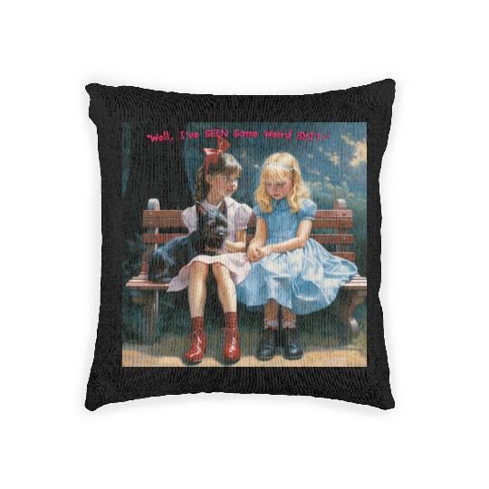 Dorothy and Alice hilarious Woven Pillows