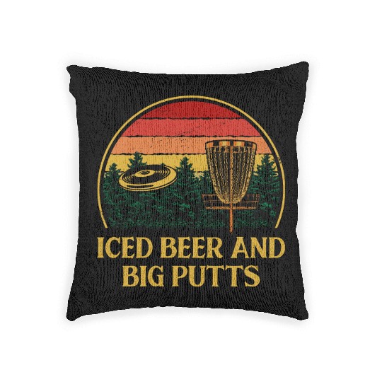 Iced Beer and Big Putts Disc Golf Beer Lover Golfe Woven Pillows