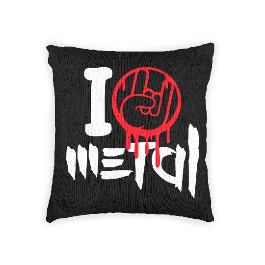 I Love Heavy Metal Hard Rock Music Graffiti Heart Woven Pillows