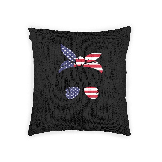 Try That In a Small Town US Flag Girl Woven Pillows