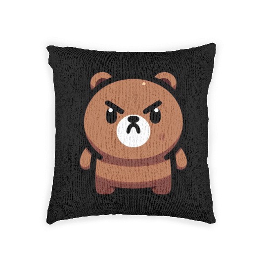 Fierce Brown Bear Art Woven Pillows
