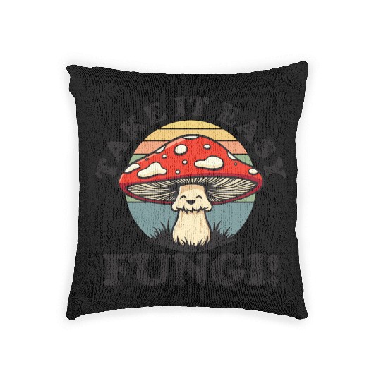 Take It Easy Fungi! - Relaxed Mushroom Design Woven Pillows