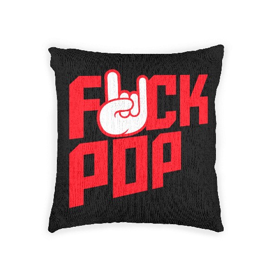 Fuck pop charts music heavy metal fun hand gesture Woven Pillows