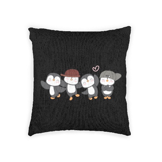 Penguin Famila, funny penguin , penguin logo Woven Pillows