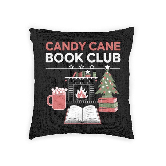 Bookish Christmas Candy Cane Book Club Bookish Woven Pillows