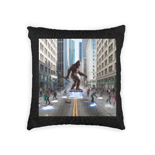Sasquatch in Seattle Woven Pillows