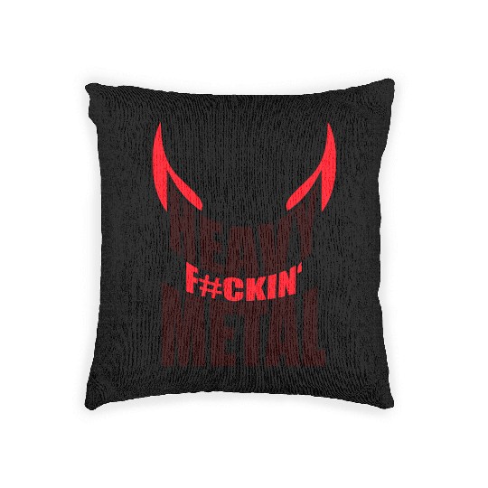 Heavy F#ckin' Metal Hard Rock Fun Music Text Quote Woven Pillows