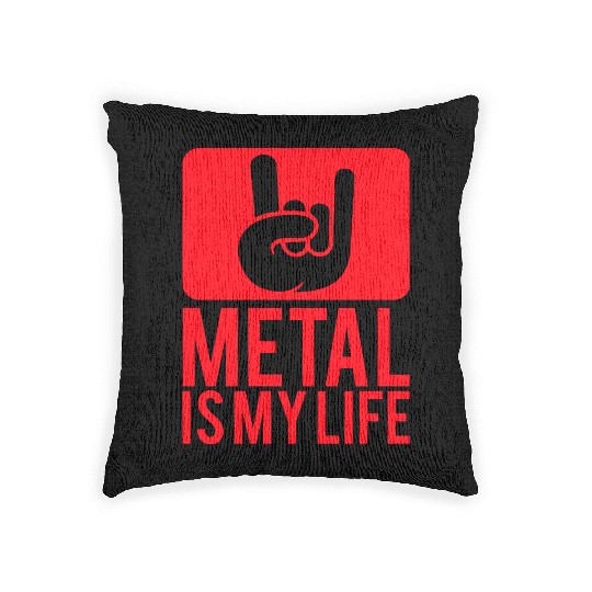 Heavy Metal Is My Life Hard Rock Music Text Quote Woven Pillows