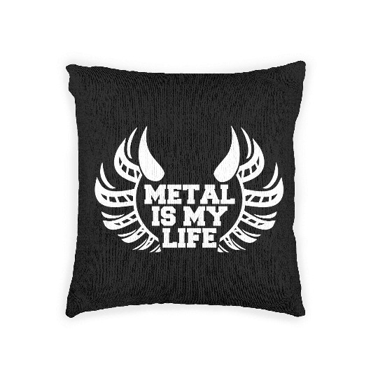 Heavy Metal Is My Life Hard Rock Music Text Quote Woven Pillows