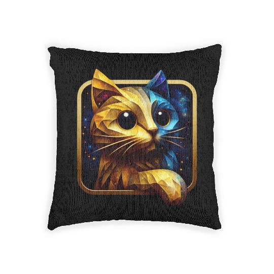 Blue&Gold Kitty Woven Pillows