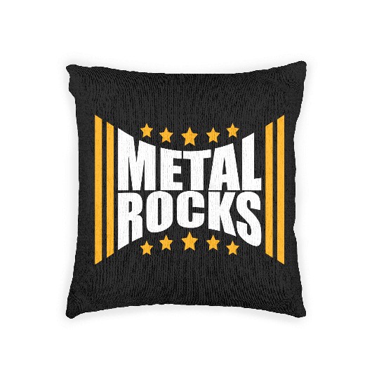 Heavy Metal Rocks Hard Rock Music Text Quote Logo Woven Pillows