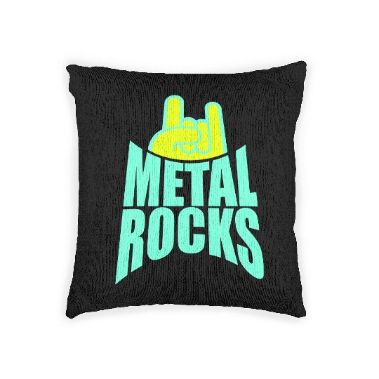 Heavy Metal Rocks Hard Rock Music Text Quote Logo Woven Pillows