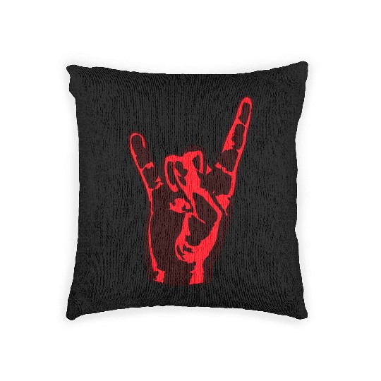Heavy Metal Fun Hard Rock Music Horns Hand Gesture Woven Pillows