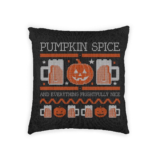 Pumpkin Spice Halloween Drink Woven Pillows