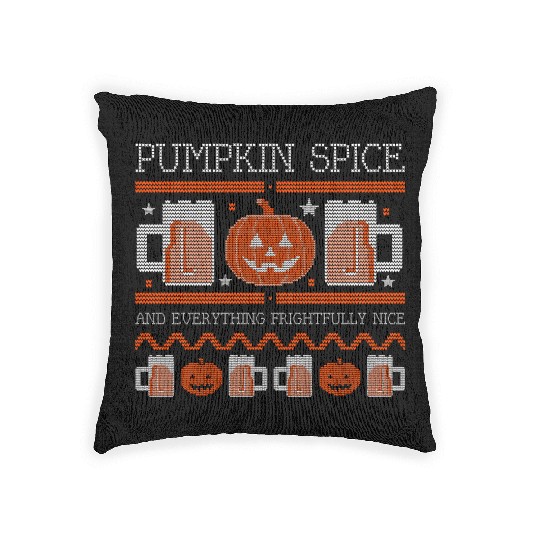 Pumpkin Spice Halloween Drink Woven Pillows