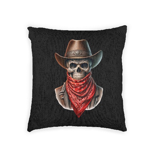 Outlaw Cowboy Skull Woven Pillows