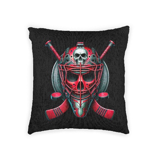 Red Skull Hockey Goalie Woven Pillows