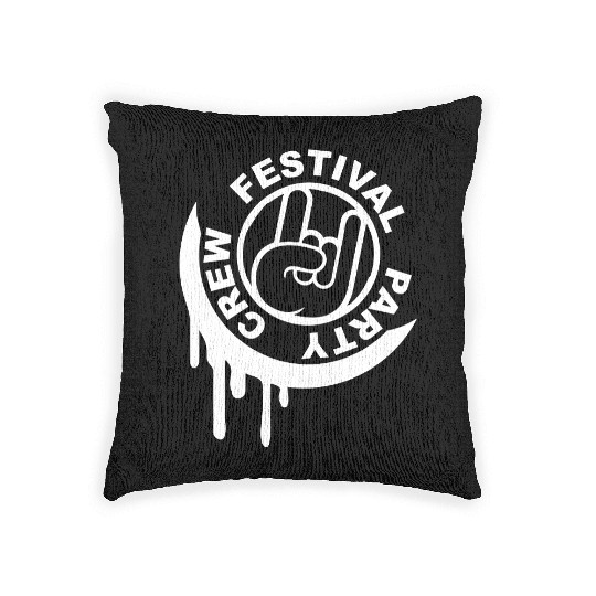 Festival party crew graffiti metal hand gesture Woven Pillows