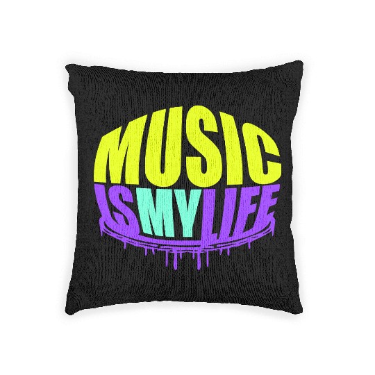 Music is my Life Love Saying Graffiti Spray Drops Woven Pillows