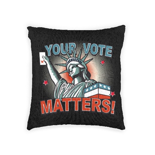 Statue of Liberty & voting card -Your Vote Matters Woven Pillows