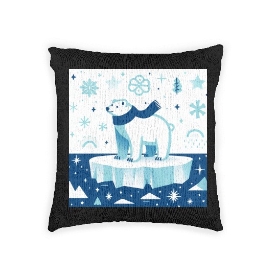 Polar Bear in Winter Wonderland Woven Pillows
