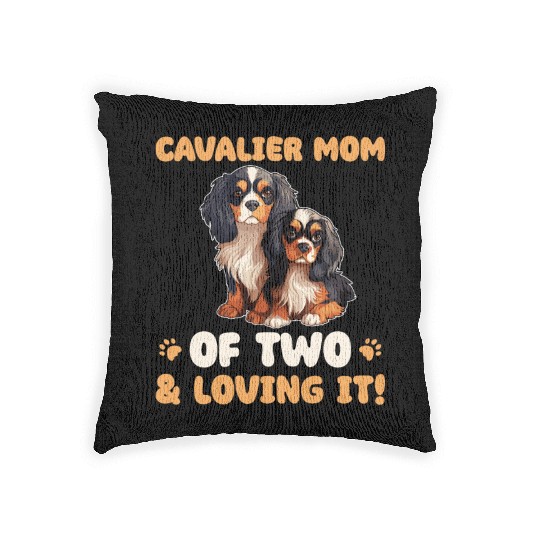 Cavalier King Charles Spaniel Cavalier Mom Of Two Woven Pillows