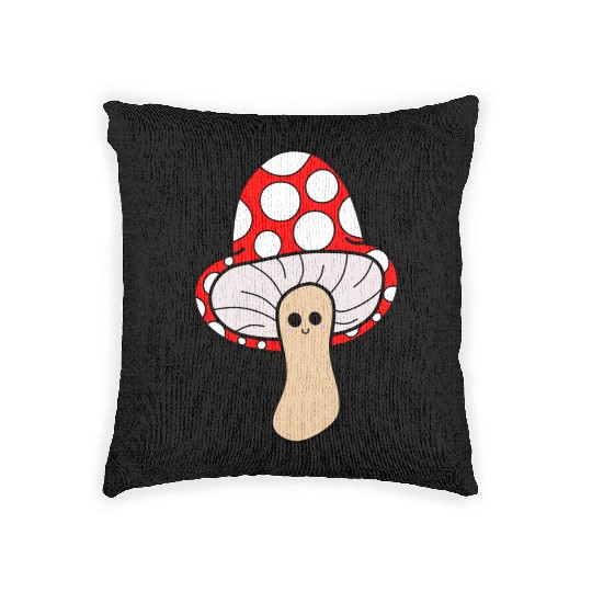 Cute Red Mushroom Smiling Woven Pillows