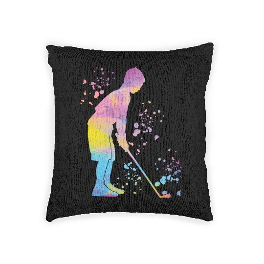 Golfer Colorsplash Kids Miniature Golf Woven Pillows