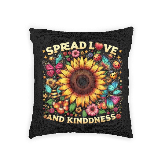 Spread Love & Kindness Sunflower Design Woven Pillows
