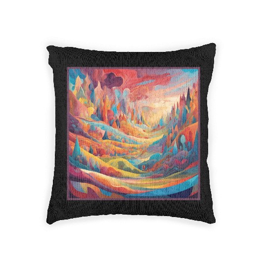 fantasy land art Woven Pillows