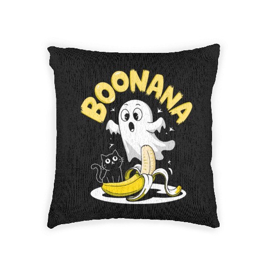 Boonana Ghost and Banana Halloween Vibe Woven Pillows