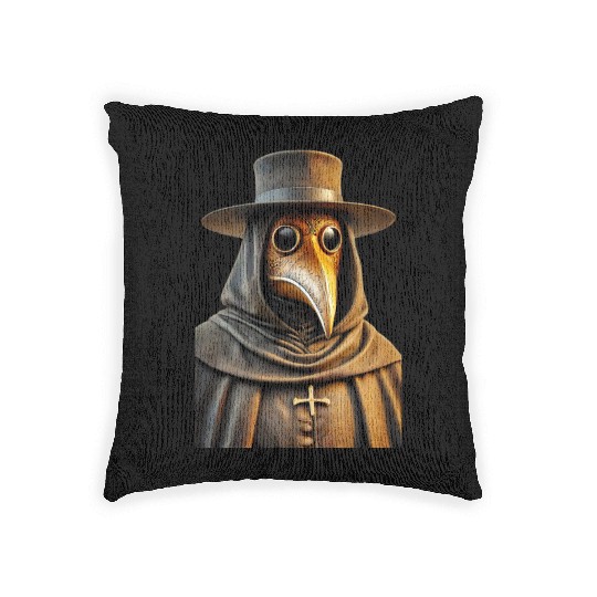 Golden Plague Doctor Woven Pillows