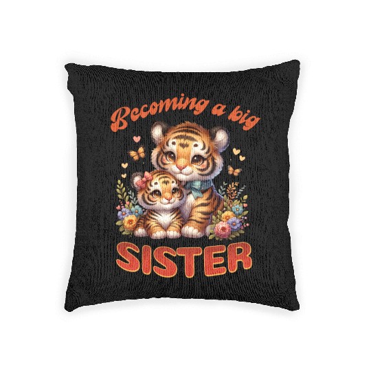 Soon I Will Be A Big Sister Sweet Tigers Woven Pillows