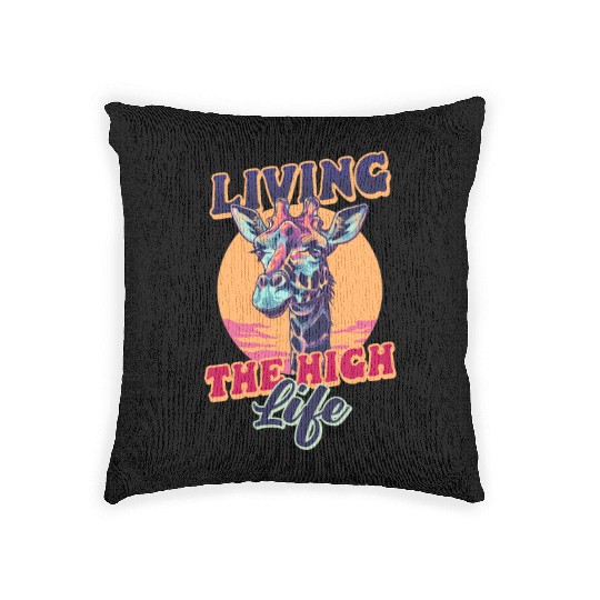 Giraffe Living The High Life Woven Pillows