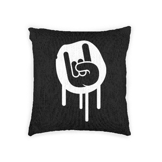 Heavy metal graffiti drop horn finger hand gesture Woven Pillows