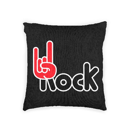 Heavy Metal Fun Hard Rock Music Horns Hand Gesture Woven Pillows