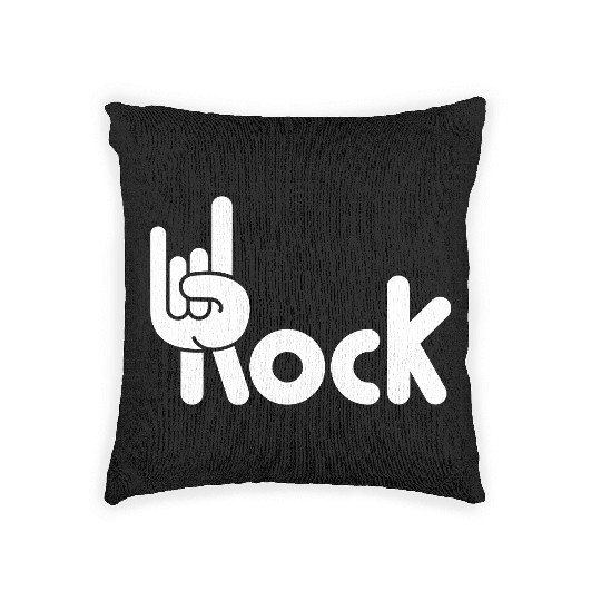 Heavy Metal Fun Hard Rock Music Horns Hand Gesture Woven Pillows