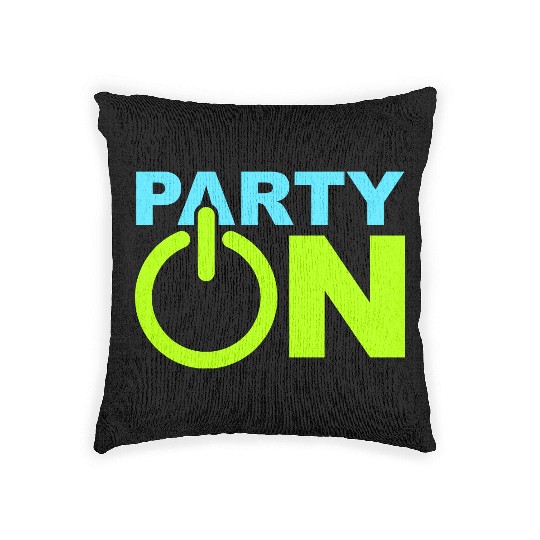 Party On Play Icon Switch Techno DJ Music Symbol Woven Pillows