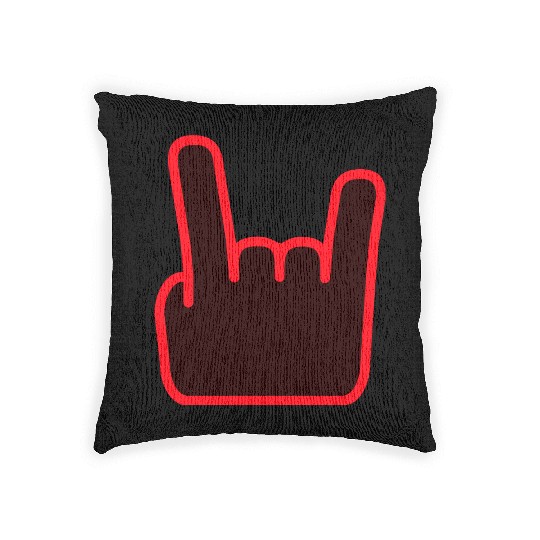 Heavy Metal Fun Hard Rock Music Horns Hand Gesture Woven Pillows