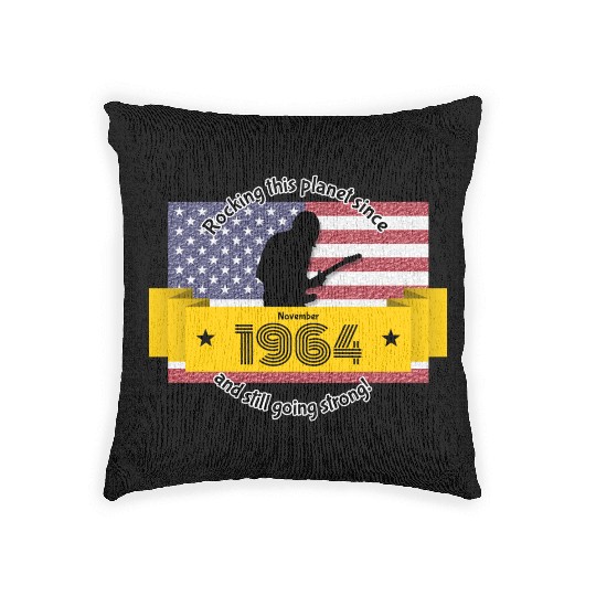 60th birthday Rocking this planet since 11/1964 Woven Pillows